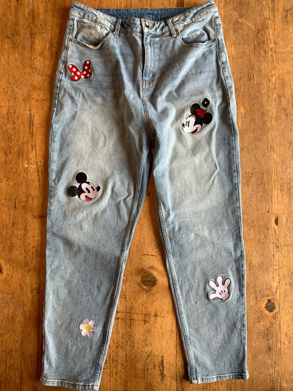 Her Universe Disney Light Blue Denim Jeans with Minnie and Mickey Mouse